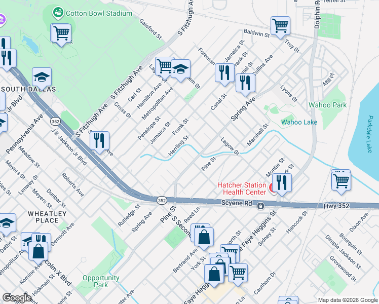 map of restaurants, bars, coffee shops, grocery stores, and more near 2638 Sutton Street in Dallas
