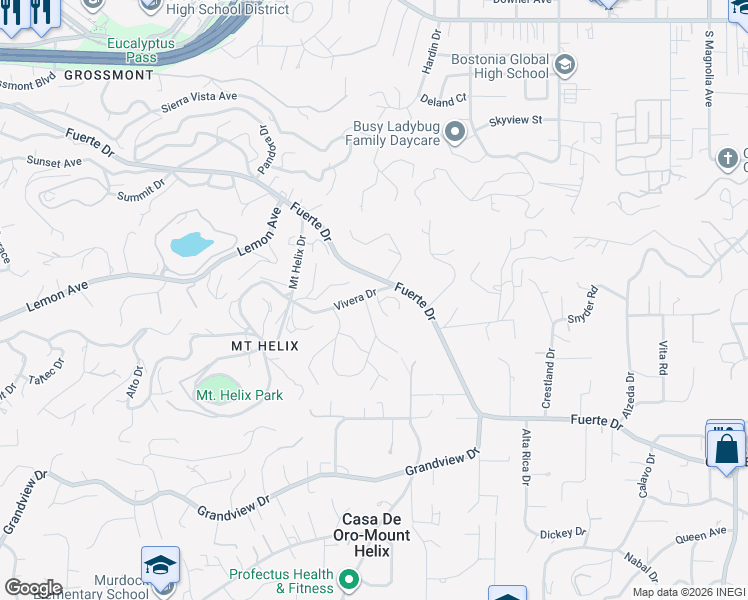 map of restaurants, bars, coffee shops, grocery stores, and more near 10251 Vivera Drive in La Mesa
