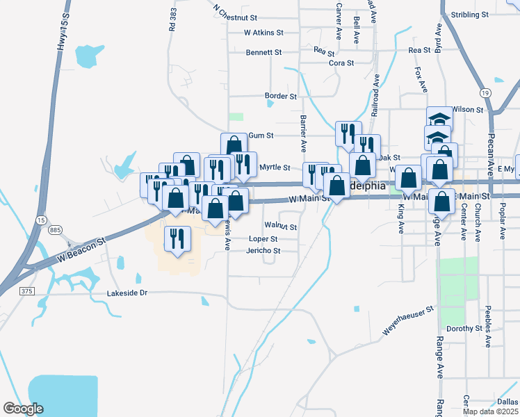 map of restaurants, bars, coffee shops, grocery stores, and more near 301-325 Pearl Avenue in Philadelphia