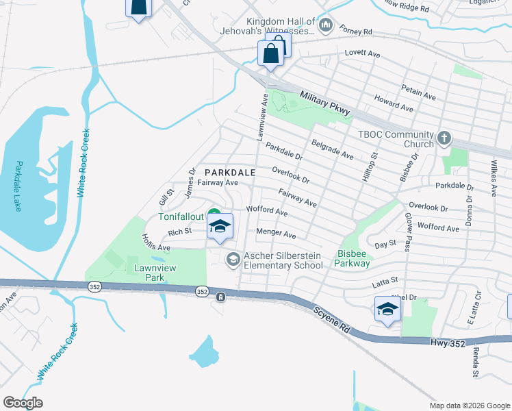 map of restaurants, bars, coffee shops, grocery stores, and more near 3402 Lawnview Avenue in Dallas