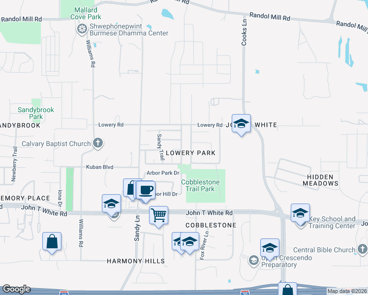 map of restaurants, bars, coffee shops, grocery stores, and more near 604 Sunrise Court in Fort Worth