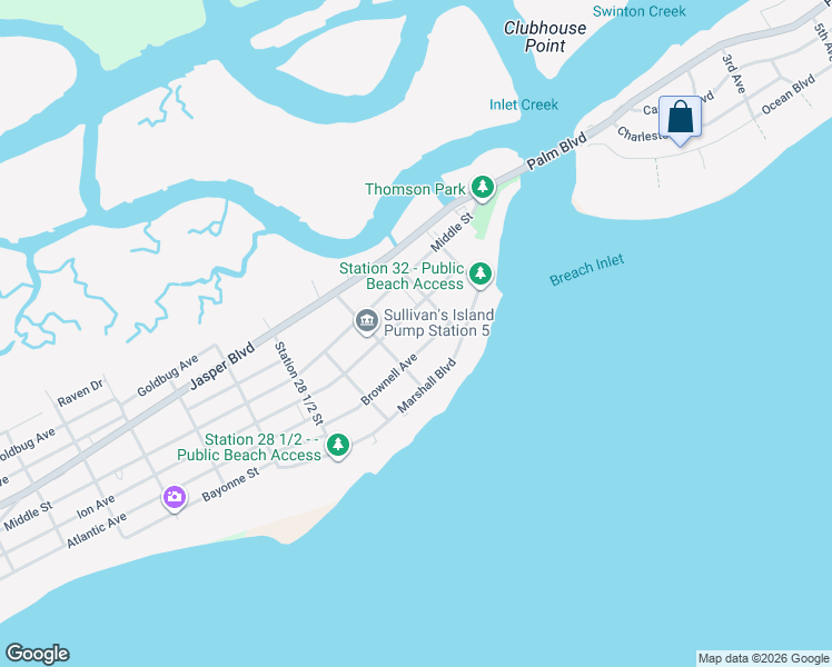 map of restaurants, bars, coffee shops, grocery stores, and more near 3003 Ion Avenue in Sullivan's Island