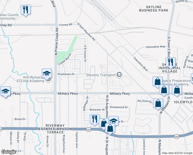 map of restaurants, bars, coffee shops, grocery stores, and more near 3920 Scarsdale Lane in Dallas
