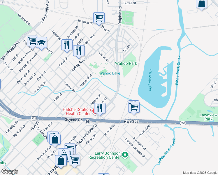 map of restaurants, bars, coffee shops, grocery stores, and more near 4331 Elsie Faye Heggins Street in Dallas