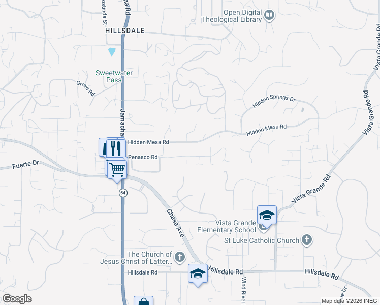 map of restaurants, bars, coffee shops, grocery stores, and more near 1728 Penasco Road in El Cajon