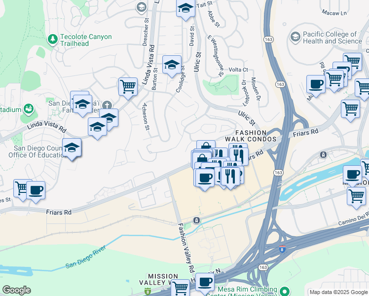 map of restaurants, bars, coffee shops, grocery stores, and more near 6838 Camino Berdecio in San Diego