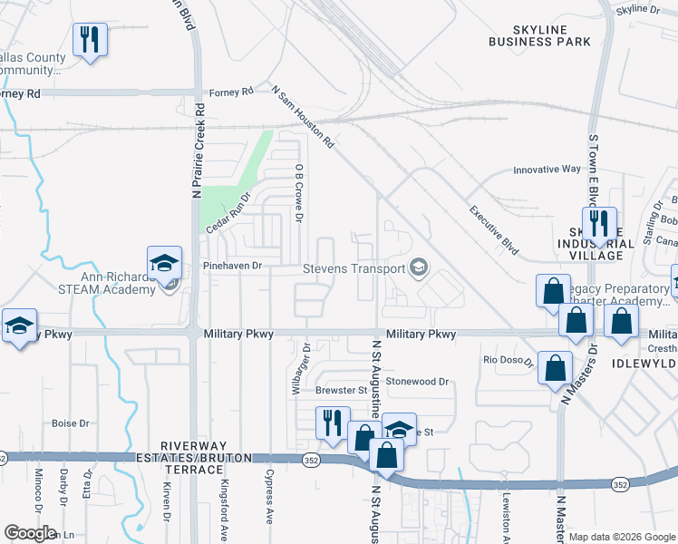 map of restaurants, bars, coffee shops, grocery stores, and more near 3920 Scarsdale Lane in Dallas