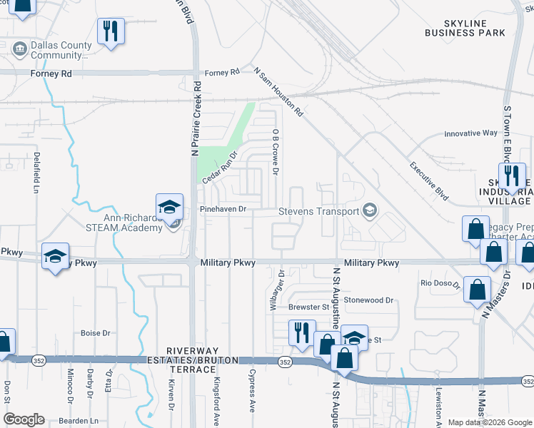 map of restaurants, bars, coffee shops, grocery stores, and more near 3832 Cypress Avenue in Dallas