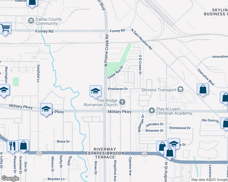 map of restaurants, bars, coffee shops, grocery stores, and more near 3832 Kingsford Avenue in Dallas