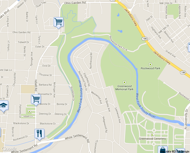 map of restaurants, bars, coffee shops, grocery stores, and more near 721 North Bailey Avenue in Fort Worth