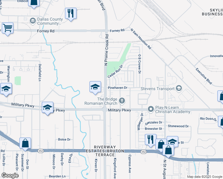map of restaurants, bars, coffee shops, grocery stores, and more near 3832 Kingsford Avenue in Dallas