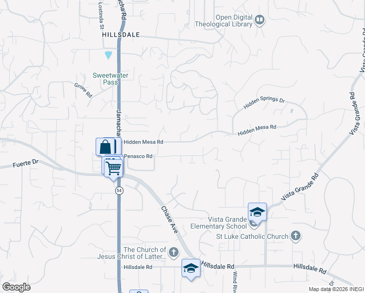 map of restaurants, bars, coffee shops, grocery stores, and more near 1728 Penasco Road in El Cajon