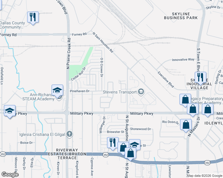 map of restaurants, bars, coffee shops, grocery stores, and more near 4028 Scarsdale Lane in Dallas