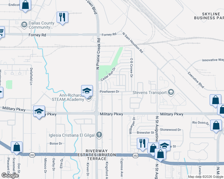 map of restaurants, bars, coffee shops, grocery stores, and more near in Dallas