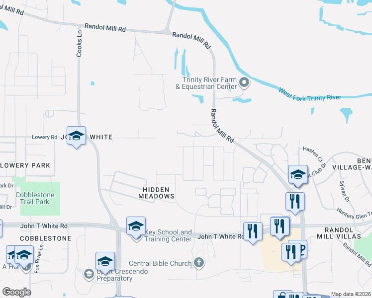 map of restaurants, bars, coffee shops, grocery stores, and more near 8117 Karole Drive in Fort Worth