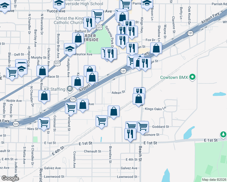 map of restaurants, bars, coffee shops, grocery stores, and more near 616 106th Street in Arlington