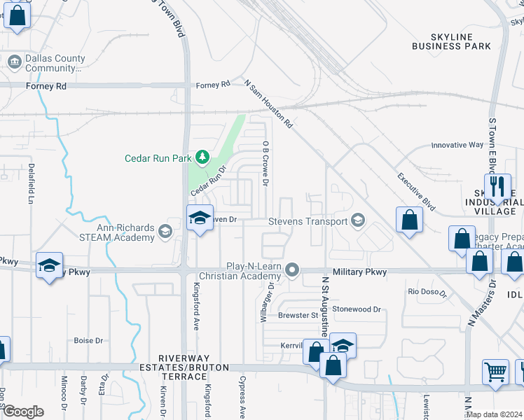 map of restaurants, bars, coffee shops, grocery stores, and more near 4212 Scarsdale Lane in Dallas