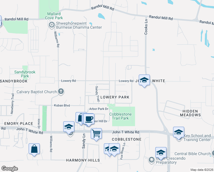 map of restaurants, bars, coffee shops, grocery stores, and more near 7533 Little Rock Lane in Fort Worth