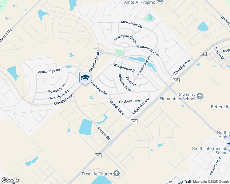map of restaurants, bars, coffee shops, grocery stores, and more near 1002 Longhill Way in Forney