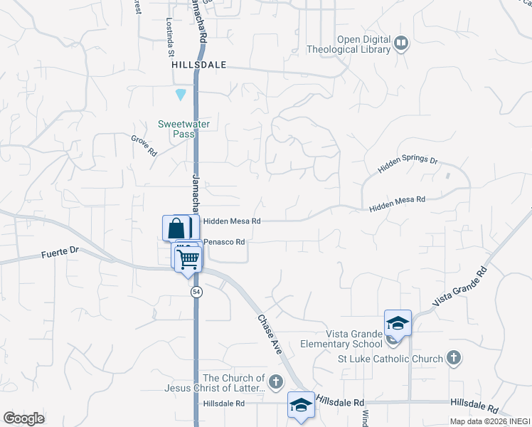 map of restaurants, bars, coffee shops, grocery stores, and more near 1426 Hidden Mesa View Drive in El Cajon