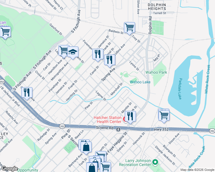 map of restaurants, bars, coffee shops, grocery stores, and more near 2910 Morning Avenue in Dallas