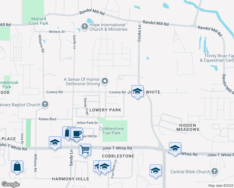 map of restaurants, bars, coffee shops, grocery stores, and more near 7533 Somervell Street in Fort Worth