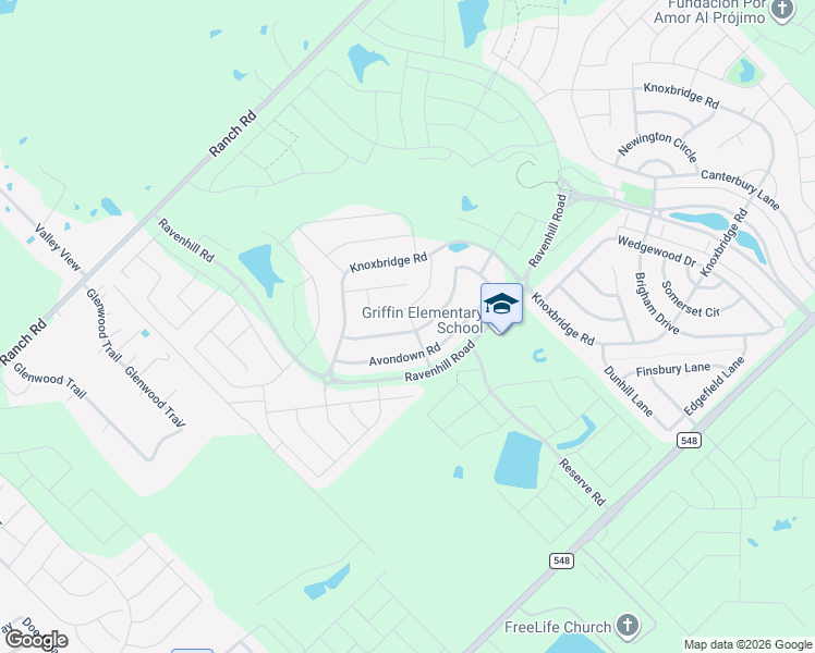 map of restaurants, bars, coffee shops, grocery stores, and more near 2050 Rosebury Lane in Forney