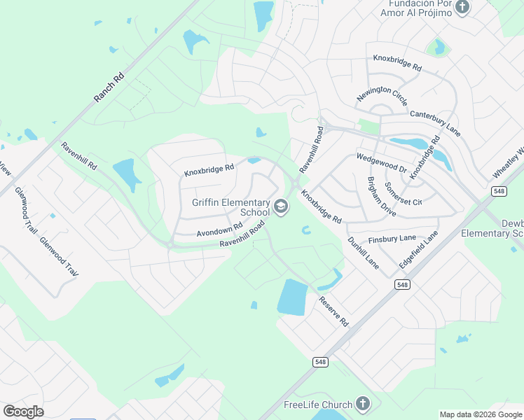 map of restaurants, bars, coffee shops, grocery stores, and more near 2017 Avondown Road in Forney