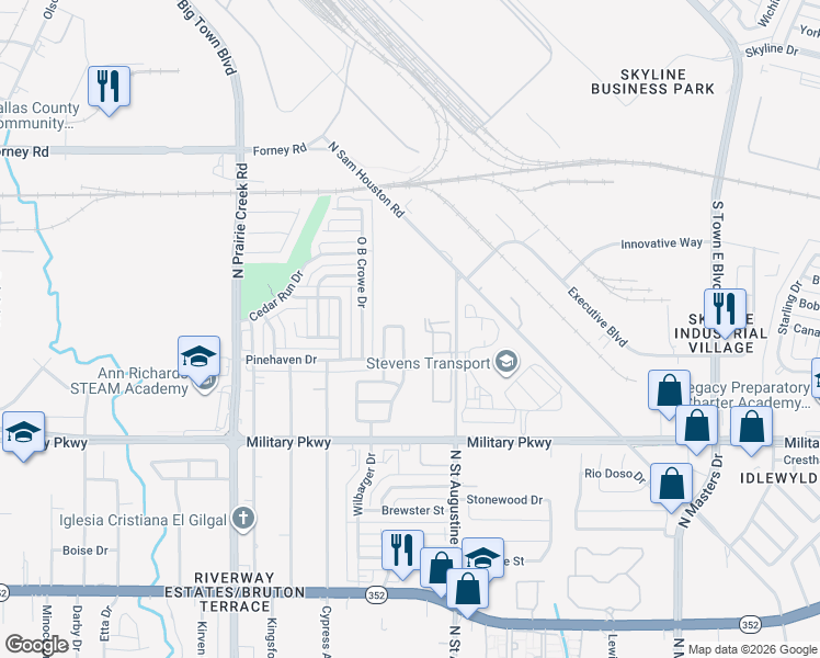 map of restaurants, bars, coffee shops, grocery stores, and more near 4028 Scarsdale Lane in Dallas