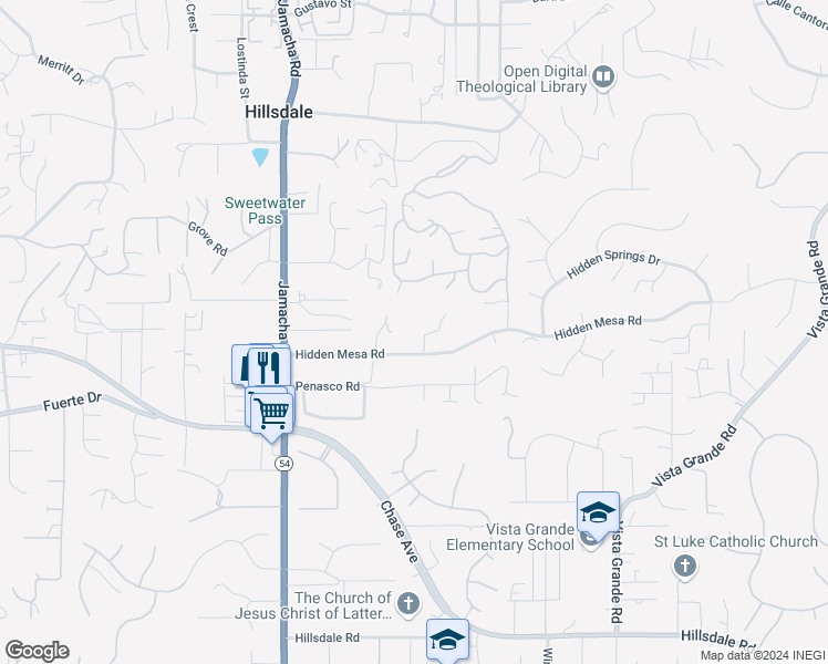 map of restaurants, bars, coffee shops, grocery stores, and more near 1440 Hidden Mesa Court in El Cajon