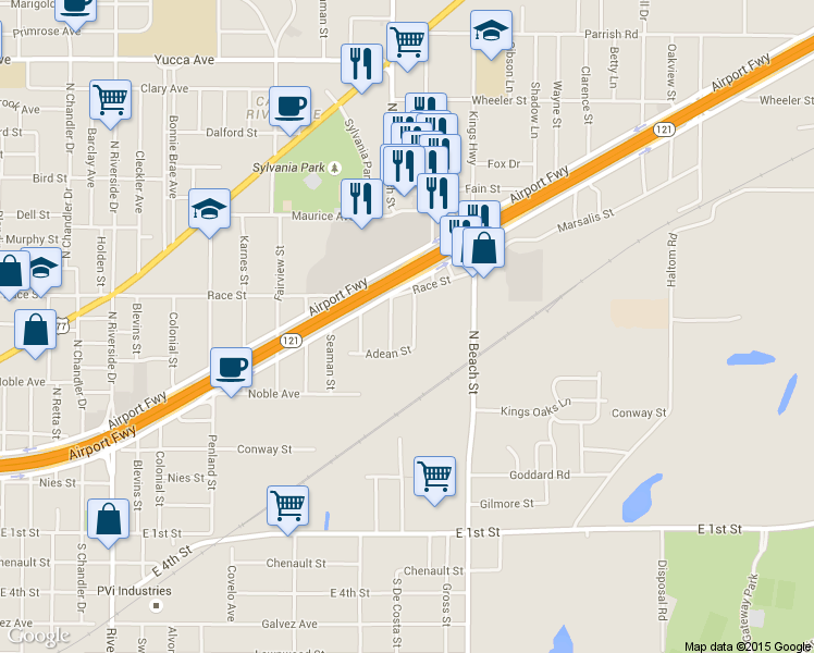 map of restaurants, bars, coffee shops, grocery stores, and more near 601 Rosemere Avenue in Fort Worth