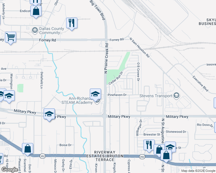 map of restaurants, bars, coffee shops, grocery stores, and more near 3924 Kingsford Avenue in Dallas