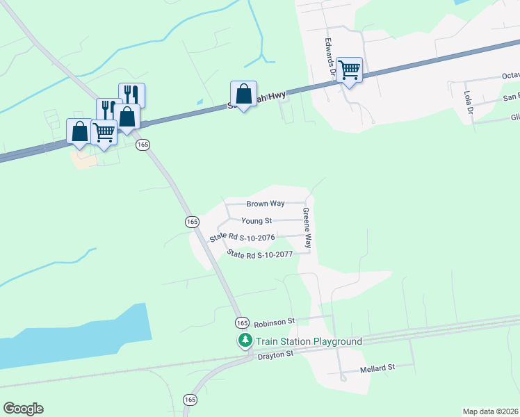 map of restaurants, bars, coffee shops, grocery stores, and more near 6145 Brown Way in Ravenel