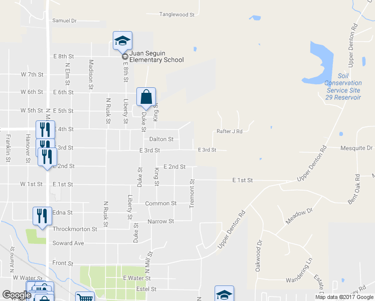 map of restaurants, bars, coffee shops, grocery stores, and more near 814 East 3rd Street in Weatherford