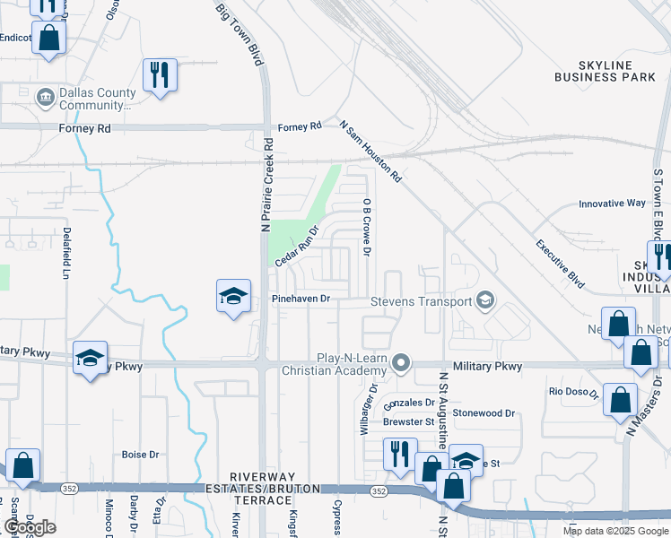 map of restaurants, bars, coffee shops, grocery stores, and more near 4012 David Phillips Street in Dallas