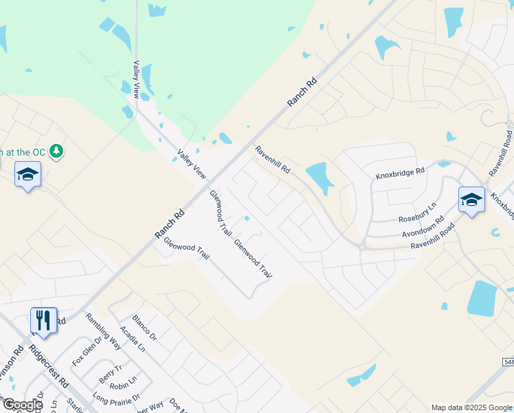map of restaurants, bars, coffee shops, grocery stores, and more near 13068 Glenwood Trail in Forney