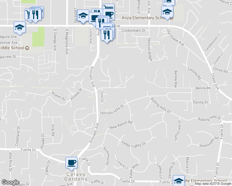 map of restaurants, bars, coffee shops, grocery stores, and more near 10979 Skywood Drive in El Cajon
