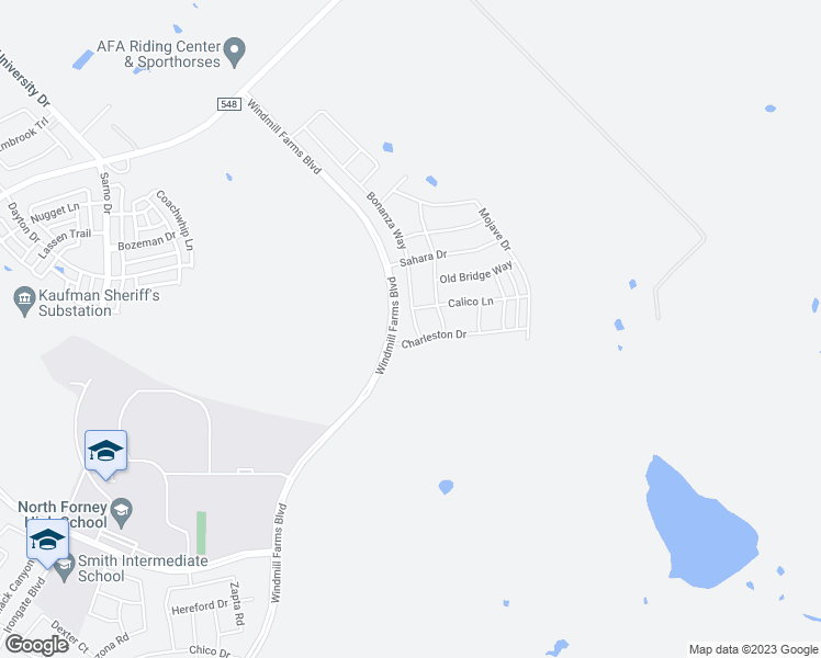 map of restaurants, bars, coffee shops, grocery stores, and more near 6803 Bonanza Way in Heath