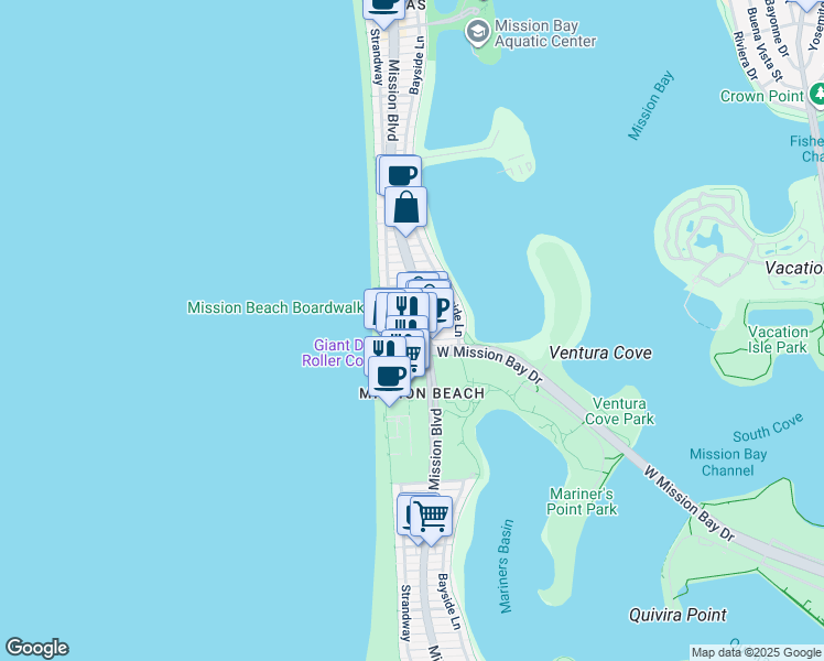 map of restaurants, bars, coffee shops, grocery stores, and more near 744 Island Court in San Diego