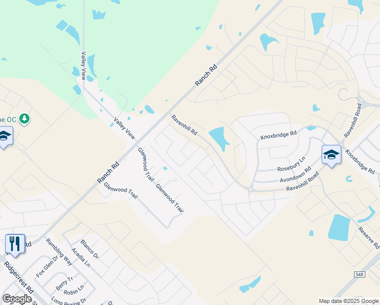 map of restaurants, bars, coffee shops, grocery stores, and more near 1517 Fairweather Way in Forney