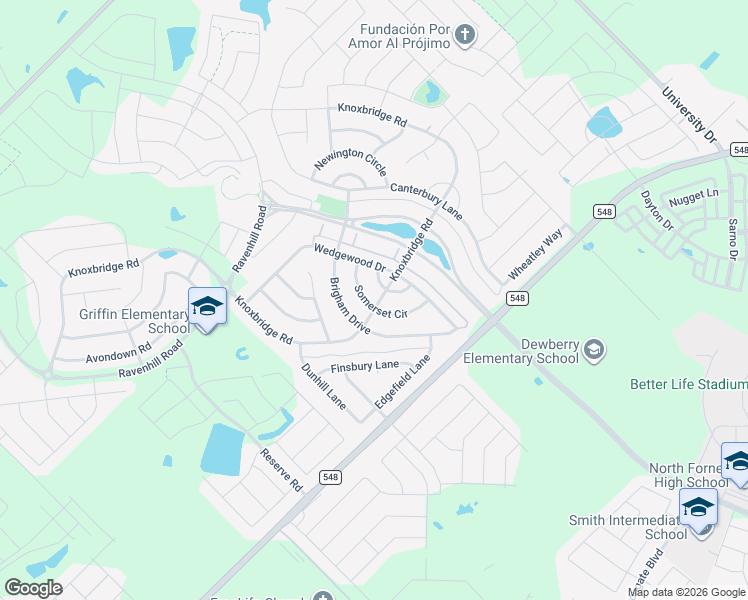 map of restaurants, bars, coffee shops, grocery stores, and more near 1105 Cadbury Lane in Forney