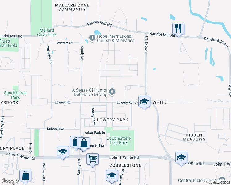 map of restaurants, bars, coffee shops, grocery stores, and more near 501 Kelley Court in Fort Worth