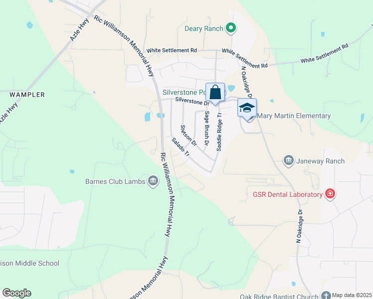 map of restaurants, bars, coffee shops, grocery stores, and more near 1601 Salado Tr in Weatherford