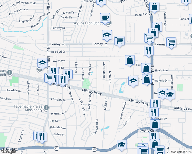 map of restaurants, bars, coffee shops, grocery stores, and more near 4114 Tolbert St in Dallas