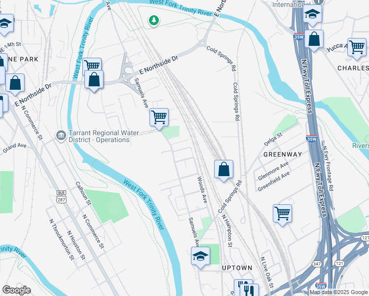 map of restaurants, bars, coffee shops, grocery stores, and more near 1029 Alcatel Lane in Fort Worth