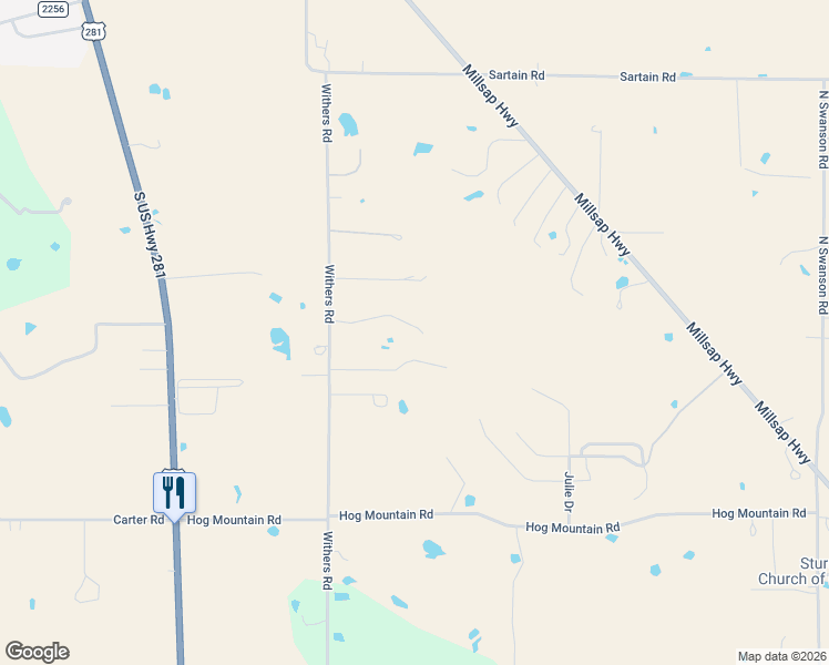 map of restaurants, bars, coffee shops, grocery stores, and more near 873 Withers Road in Mineral Wells