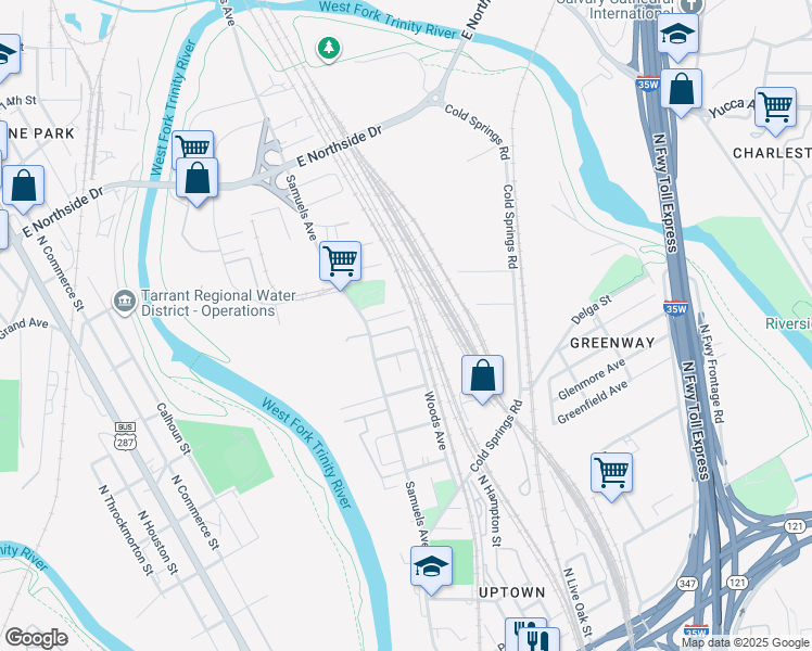 map of restaurants, bars, coffee shops, grocery stores, and more near 1029 Alcatel Lane in Fort Worth