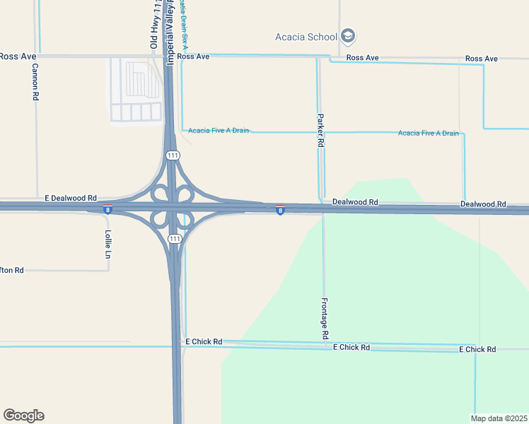 map of restaurants, bars, coffee shops, grocery stores, and more near Frontage Rd in El Centro