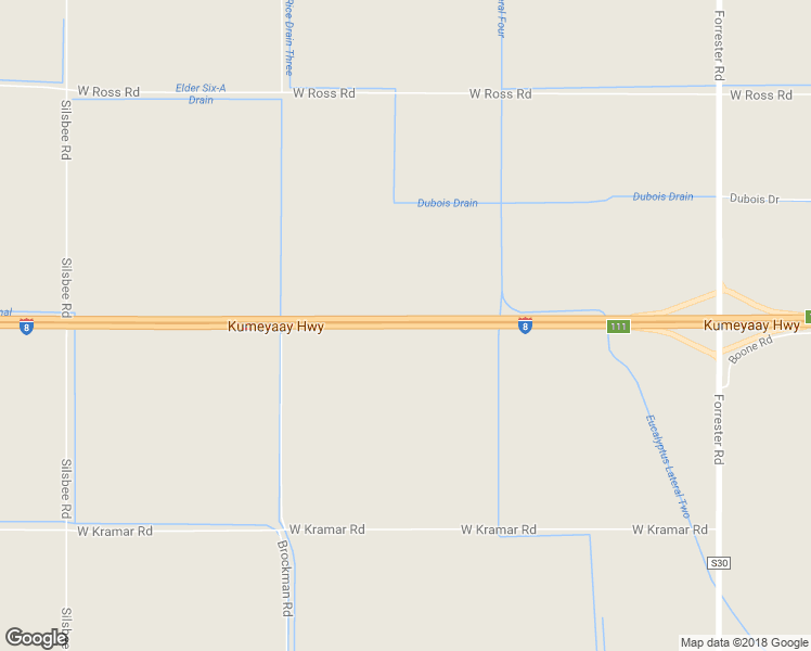 map of restaurants, bars, coffee shops, grocery stores, and more near Kumeyaay Highway in El Centro