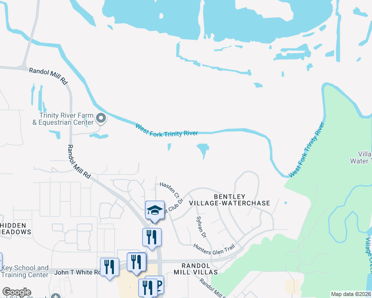 map of restaurants, bars, coffee shops, grocery stores, and more near 8601 Lowery Road in Fort Worth